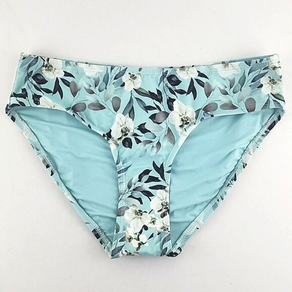 NIPTUCK SWIM Women's Baby Blue White Floral Print Bikini Bottom Size 4 - Picture 1 of 11